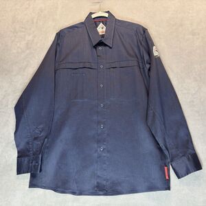 Bulwark FR Size Large Work Shirt iQ Series Flame Resistant RG Navy Long Sleeve